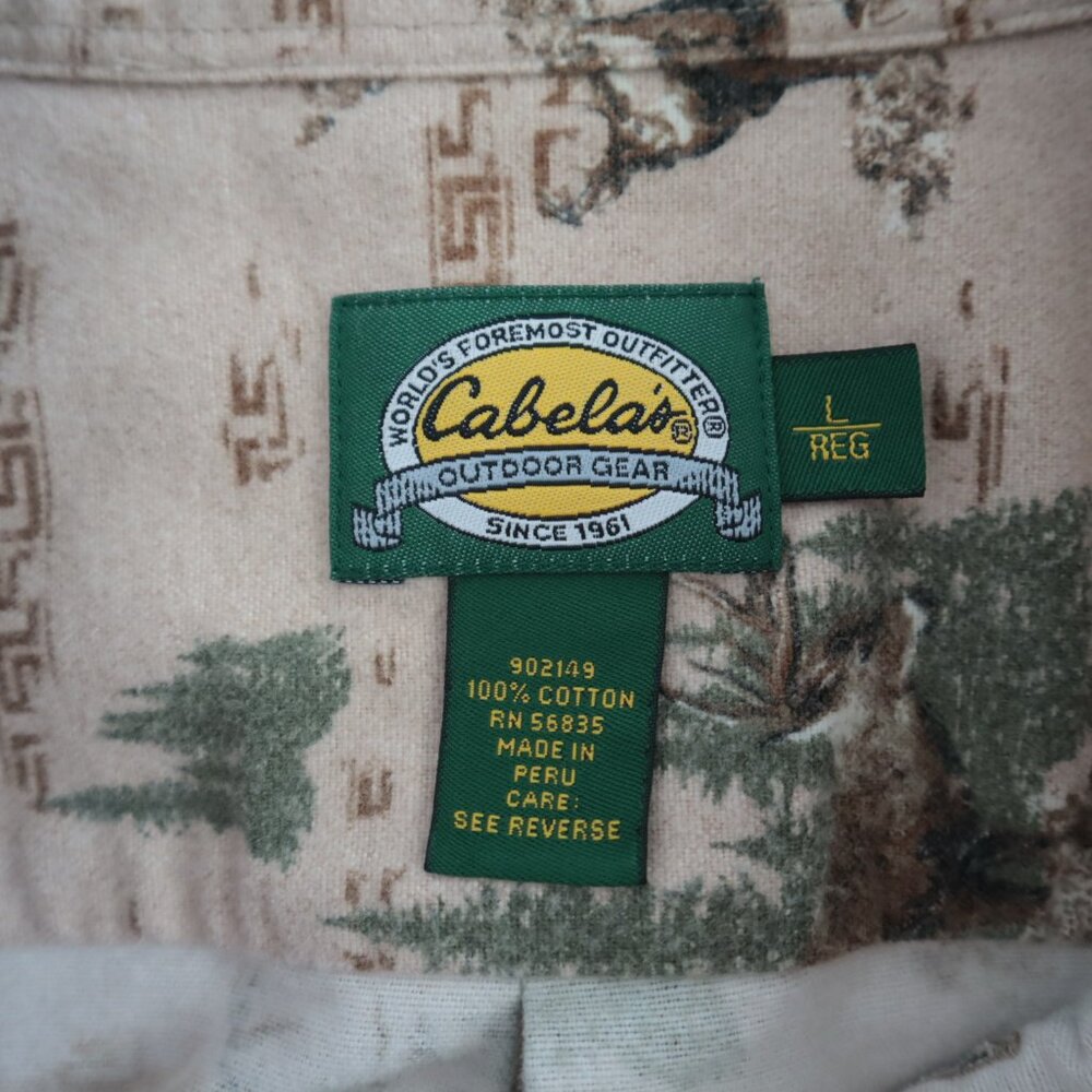 Cabela's All Over Print Deer Buck Flannel Button Down Shirt | L - Picture 2 of 5